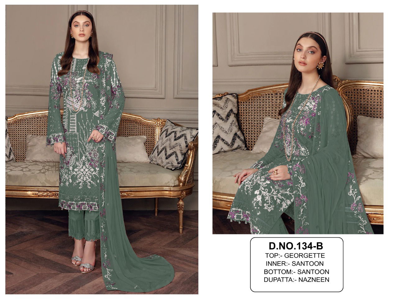 Kf 134 Heavy Embroidery Festive Wear Wholesale Pakistani Salwar Suits
